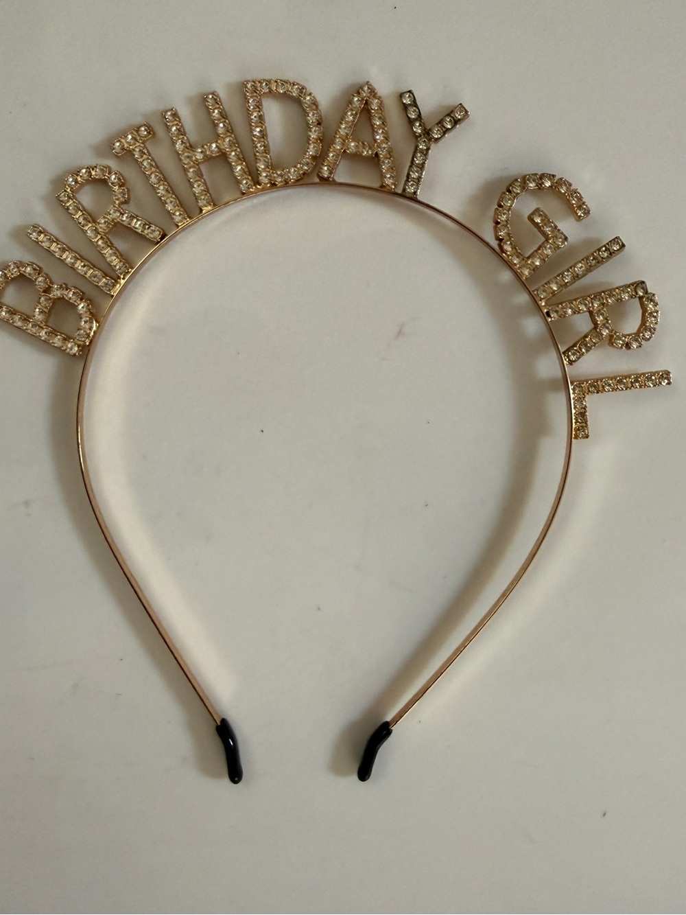 Birthday Girl Adult Headband - Gold Rhinestones Heavyweight Accessory Party